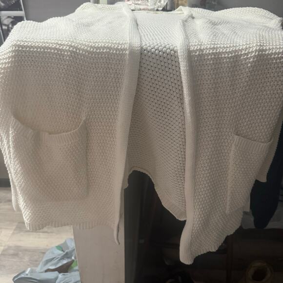 Marine Layer Womens XS Open Front Cotton Cardigan Sweater White Textured Knit - Picture 6 of 11